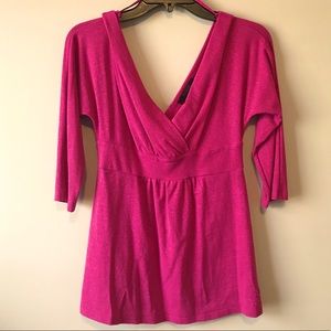 Express V Neck 3/4 Sleeve Pink Top
